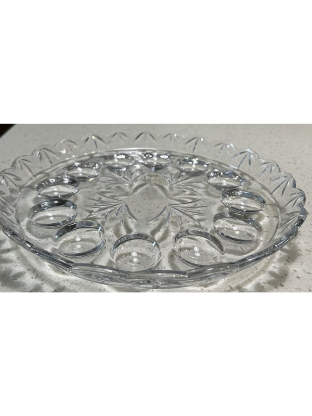 Fifth Avenue Crystal Portico 10.5-Inch Deviled Egg Plate Vintage Clear Glass
